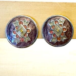 1960s Art Deco Vintage Button Yellow Style Rhinestone Clip On Earrings